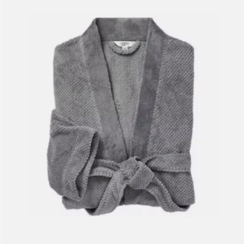 NWT Ulta Long Unisex Light Gray Belted Textured Super Plush One Size Robe